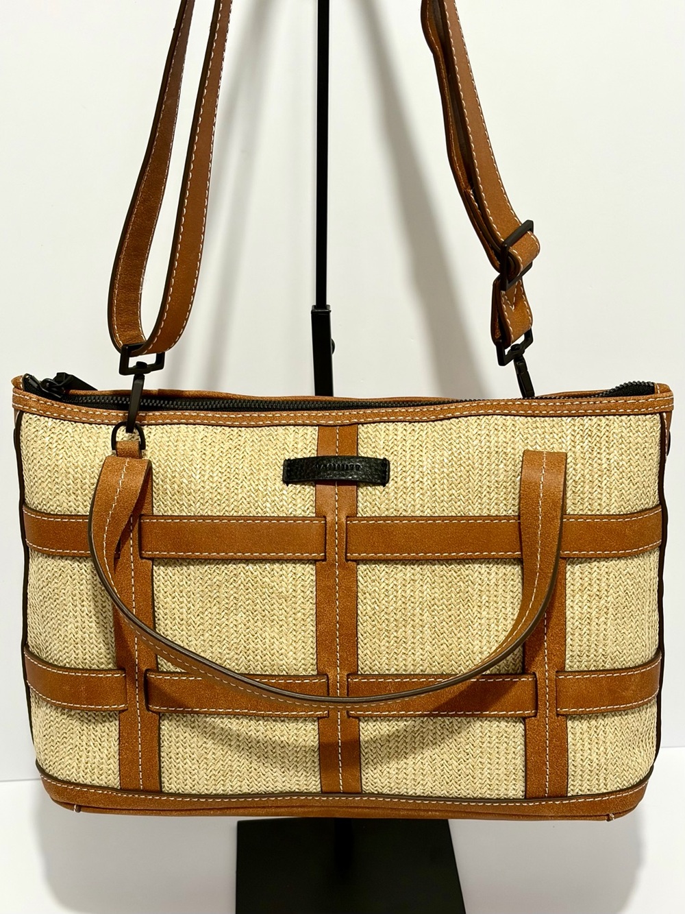 HAMMITT Addie MD Crossbody/Tote In Saddle Raffia/Bronze Hardware Like ๐ - Picture 3 of 16